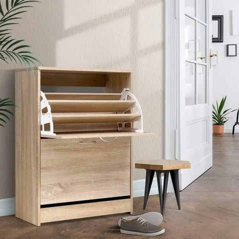 Artiss Shoe Rack Cabinet 24 Pairs 3-tier Wood Nina Chez Guru