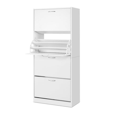 Artiss Shoe Rack Cabinet 60 Pairs 4 Doors - White Chez Guru