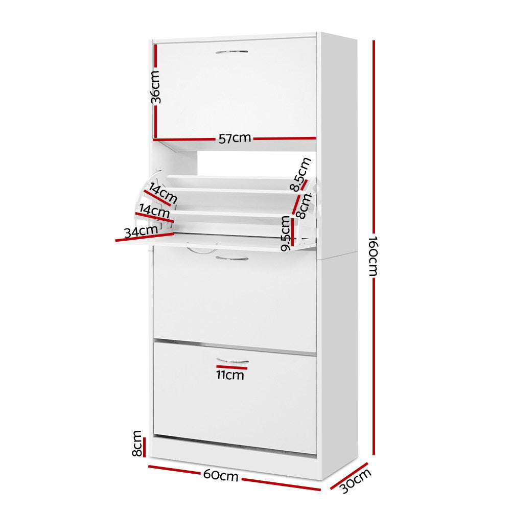 Artiss Shoe Rack Cabinet 60 Pairs 4 Doors - White Chez Guru