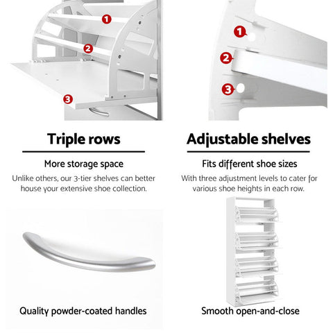 Artiss Shoe Rack Cabinet 60 Pairs 4 Doors - White Chez Guru