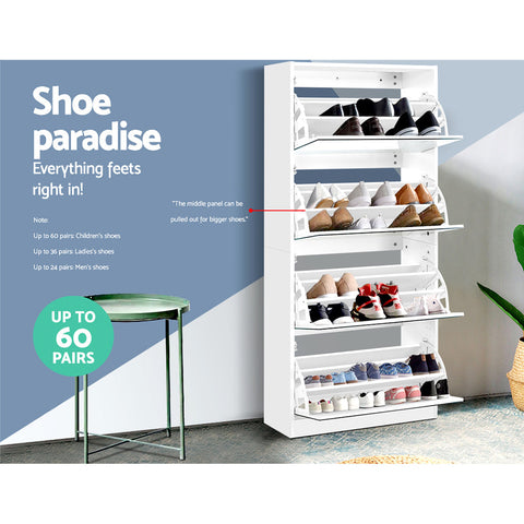 Artiss Shoe Rack Cabinet Mirror 60 Pairs White Rira Chez Guru