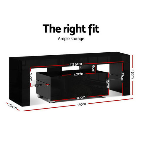 Artiss Entertainment Unit TV Cabinet LED 130cm Black Elo Chez Guru