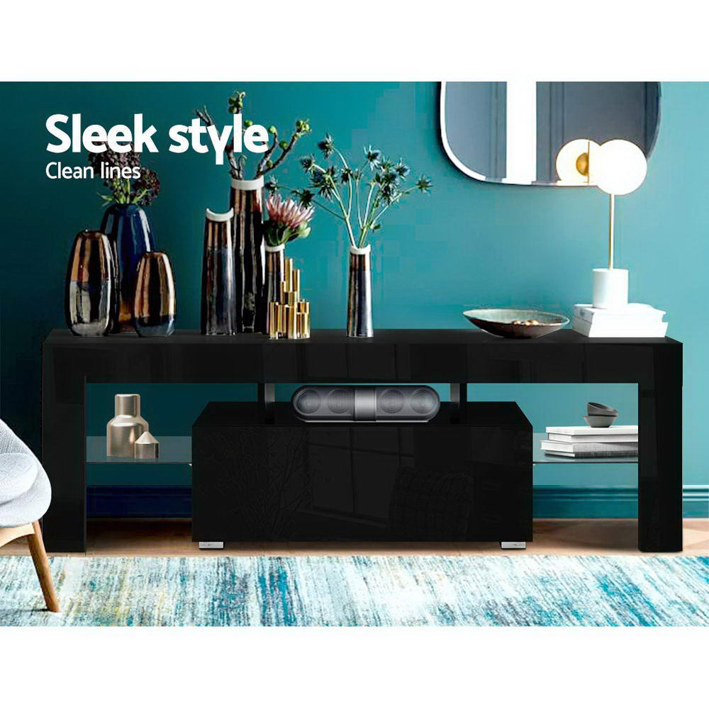 Artiss Entertainment Unit TV Cabinet LED 130cm Black Elo Chez Guru