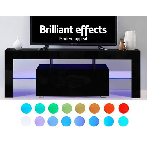 Artiss Entertainment Unit TV Cabinet LED 130cm Black Elo Chez Guru