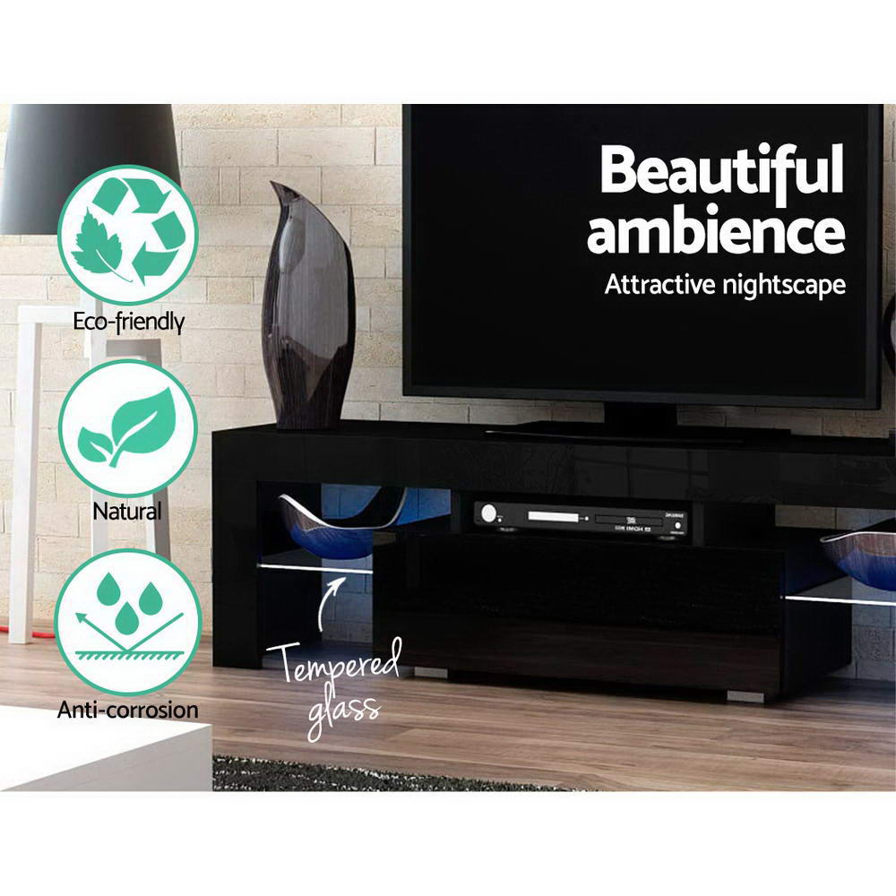 Artiss Entertainment Unit TV Cabinet LED 130cm Black Elo Chez Guru