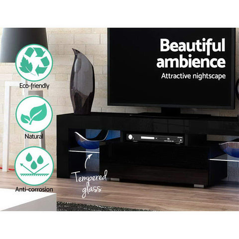 Artiss Entertainment Unit TV Cabinet LED 130cm Black Elo Chez Guru