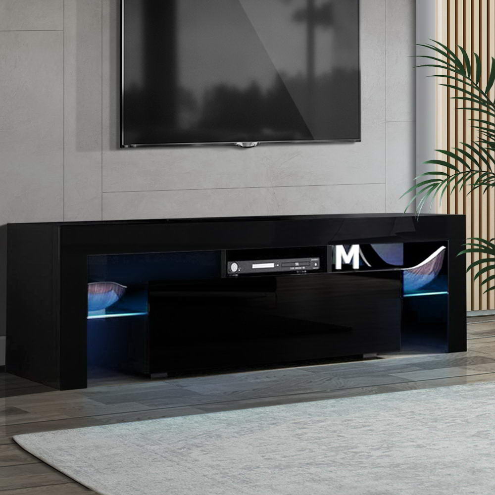 Artiss Entertainment Unit TV Cabinet LED 130cm Black Elo Chez Guru