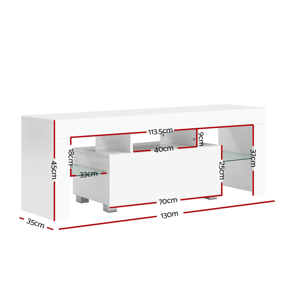 Artiss Entertainment Unit TV Cabinet LED 130cm White Elo - Chez Guru