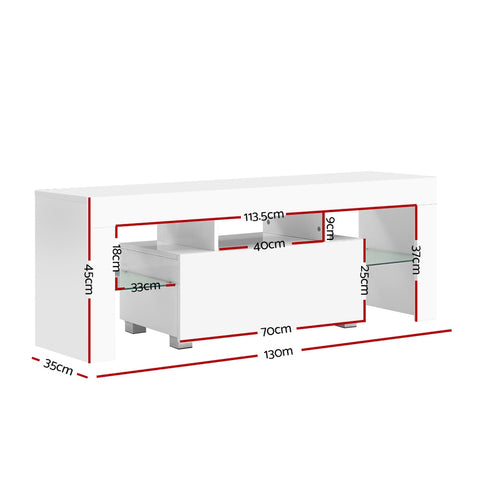 Artiss Entertainment Unit TV Cabinet LED 130cm White Elo - Chez Guru