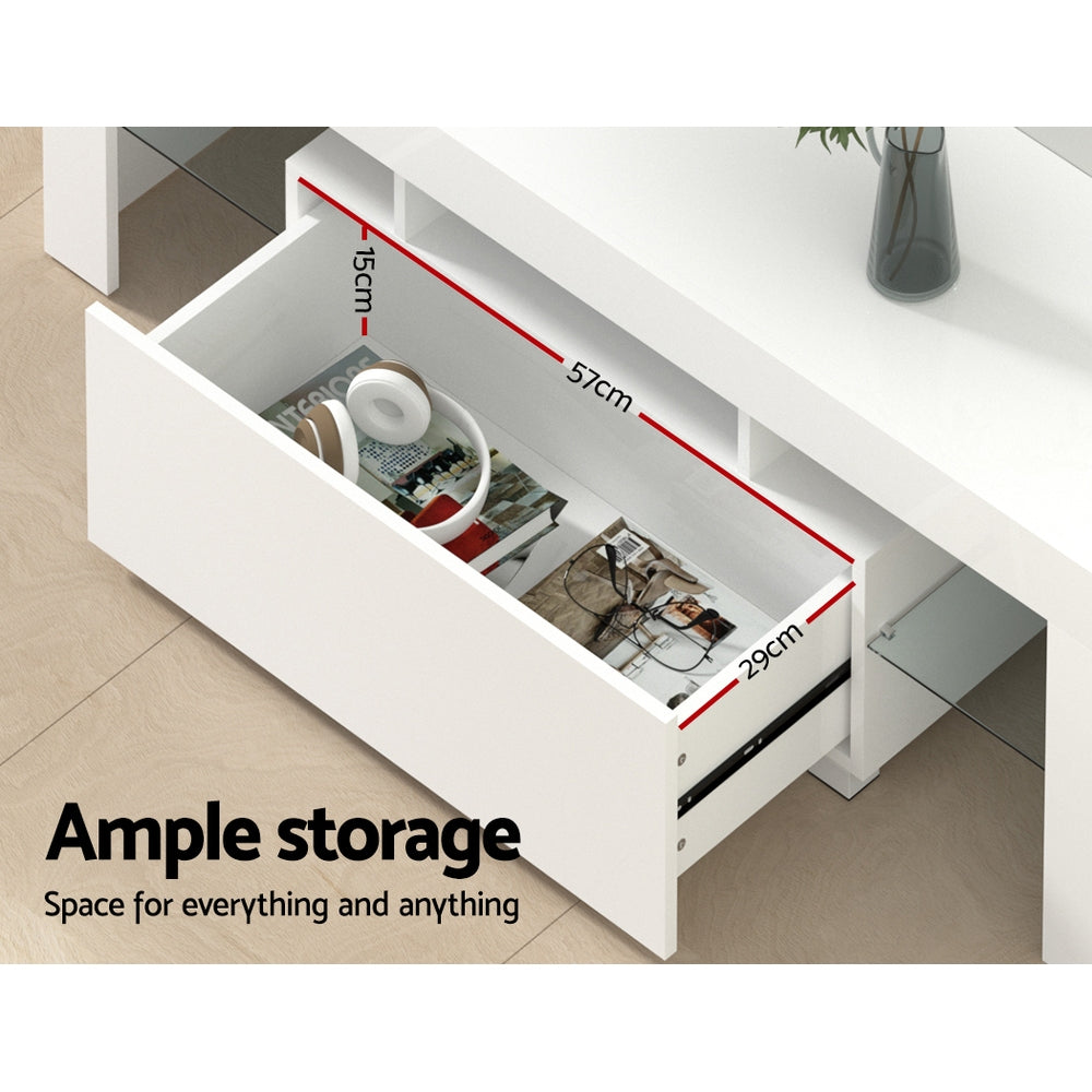 Artiss Entertainment Unit TV Cabinet LED 130cm White Elo - Chez Guru