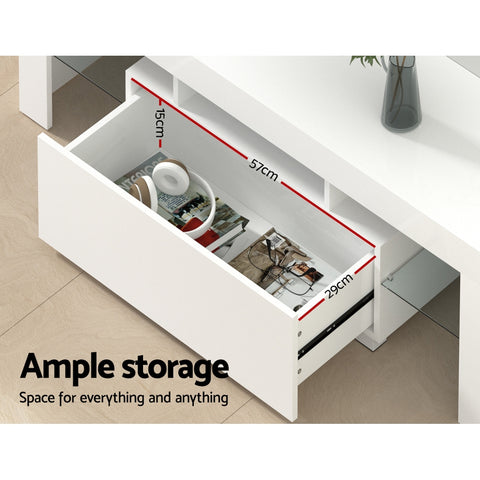 Artiss Entertainment Unit TV Cabinet LED 130cm White Elo - Chez Guru