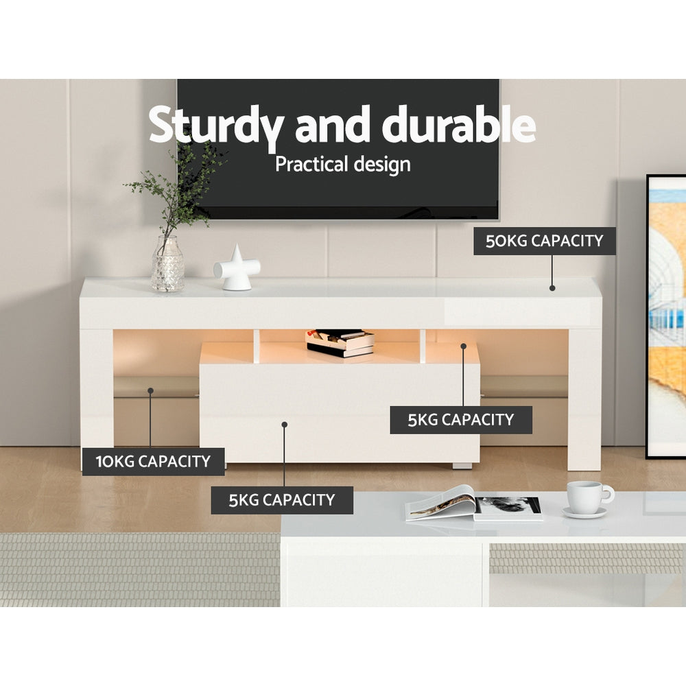 Artiss Entertainment Unit TV Cabinet LED 130cm White Elo - Chez Guru