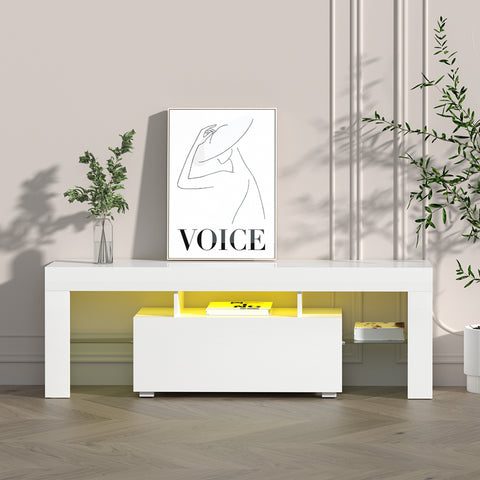 Artiss Entertainment Unit TV Cabinet LED 130cm White Elo - Chez Guru