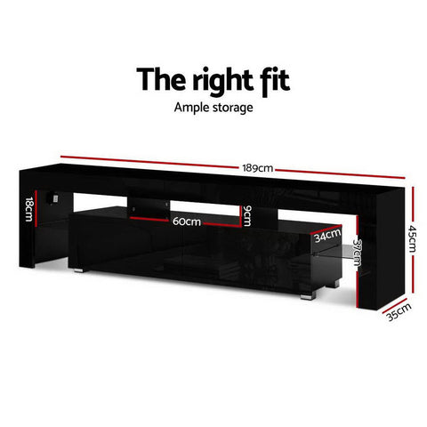 Artiss Entertainment Unit TV Cabinet LED 189cm Black Elo Chez Guru