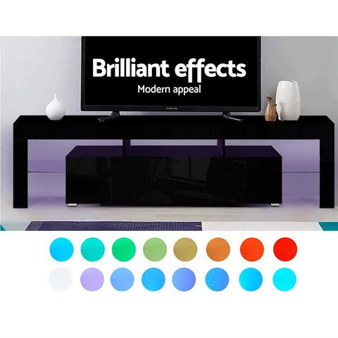 Artiss Entertainment Unit TV Cabinet LED 189cm Black Elo Chez Guru