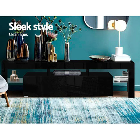 Artiss Entertainment Unit TV Cabinet LED 189cm Black Elo Chez Guru