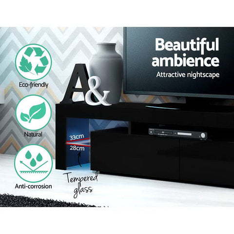 Artiss Entertainment Unit TV Cabinet LED 189cm Black Elo Chez Guru