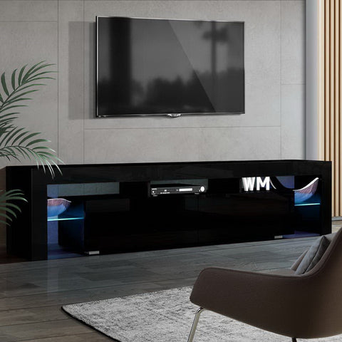 Artiss Entertainment Unit TV Cabinet LED 189cm Black Elo Chez Guru