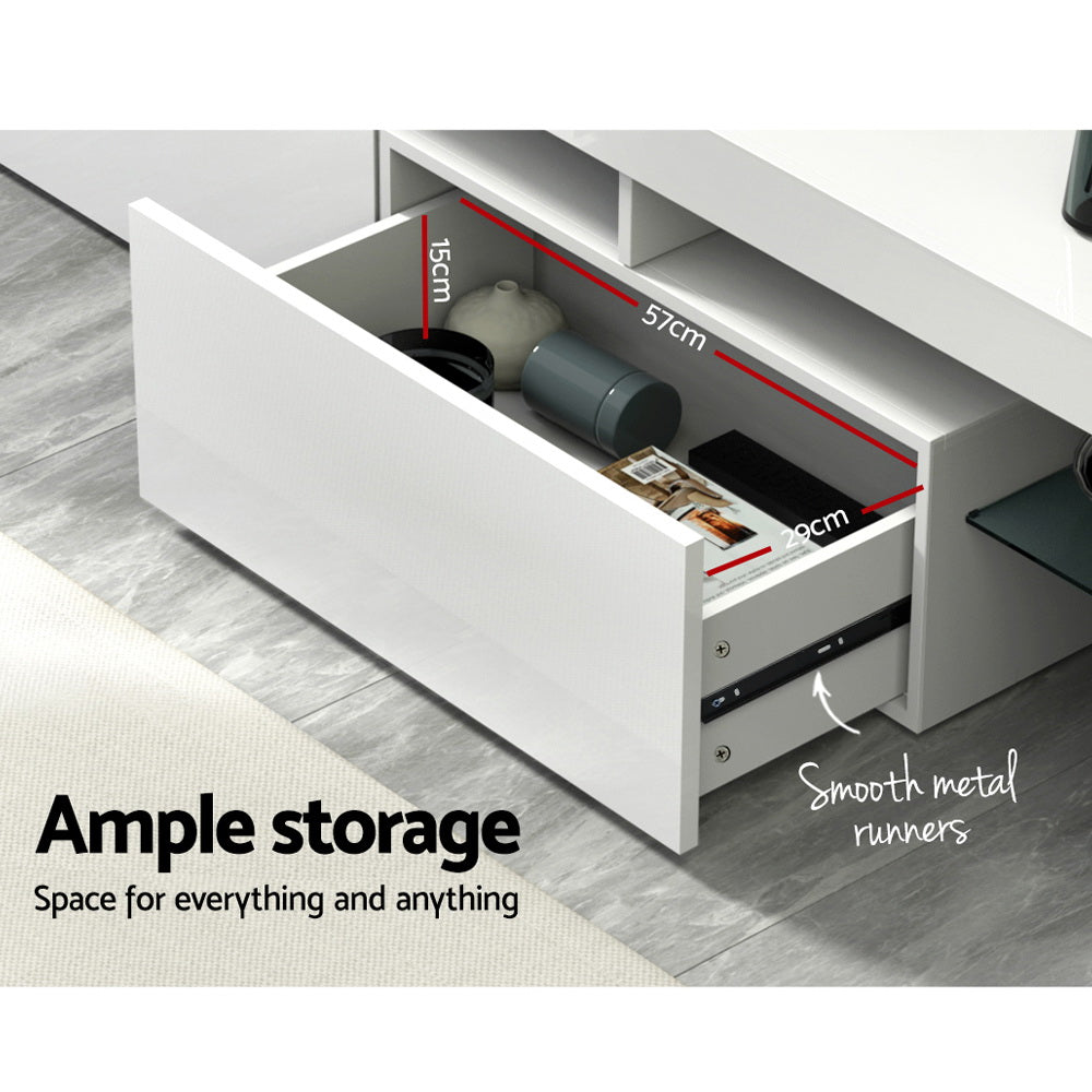 Artiss Entertainment Unit TV Cabinet LED 189cm White Elo Chez Guru