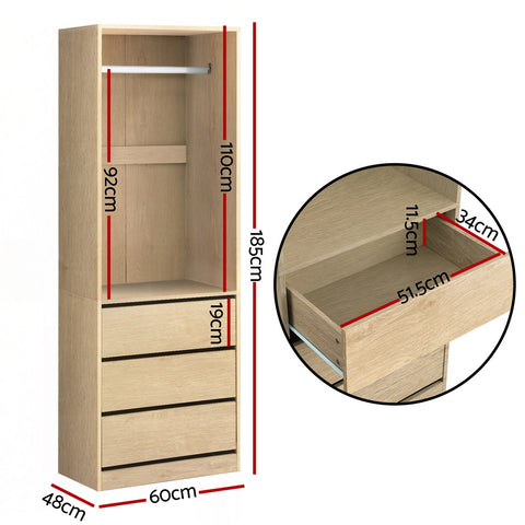 Artiss Wardrobe Clothes Closet Storage Organizer Pine
