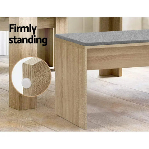 Artiss Dining Bench Upholstery Seat Wooden Chair Oak 90cm Chez Guru