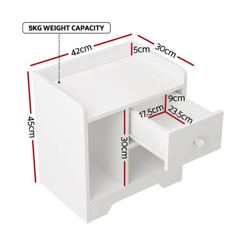 Artiss Bedside Table Drawer Nightstand Side End Table Storage Open Shelf White
