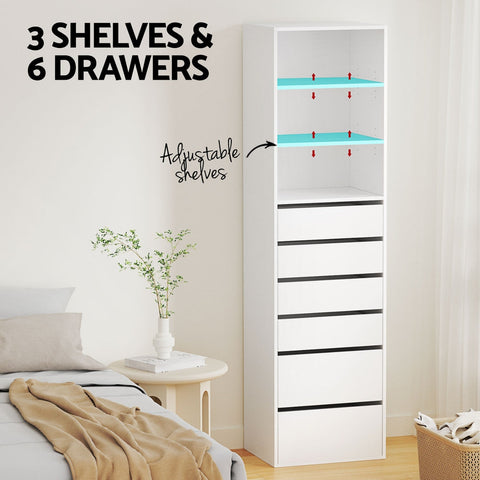 Artiss 6 Chest of Drawers Tallboy Cabinet White Chez Guru