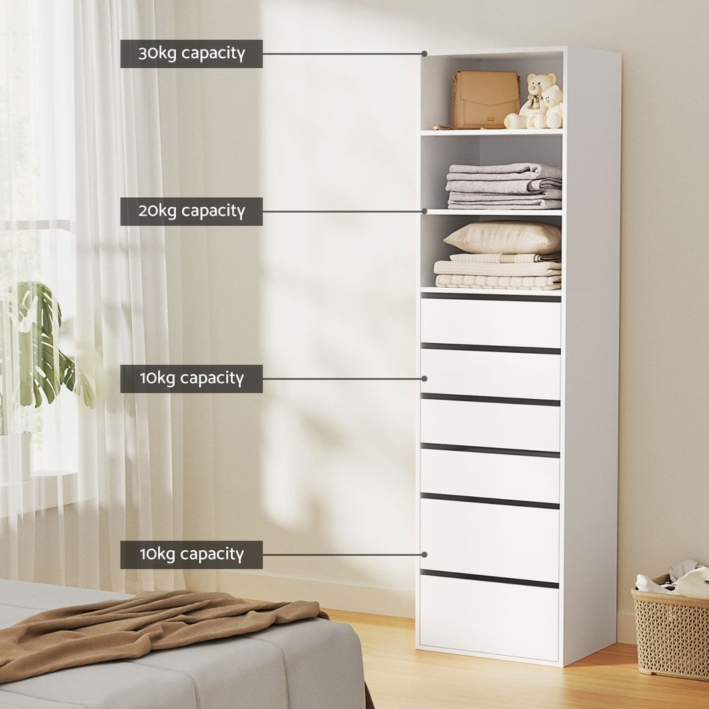 Artiss 6 Chest of Drawers Tallboy Cabinet White Chez Guru