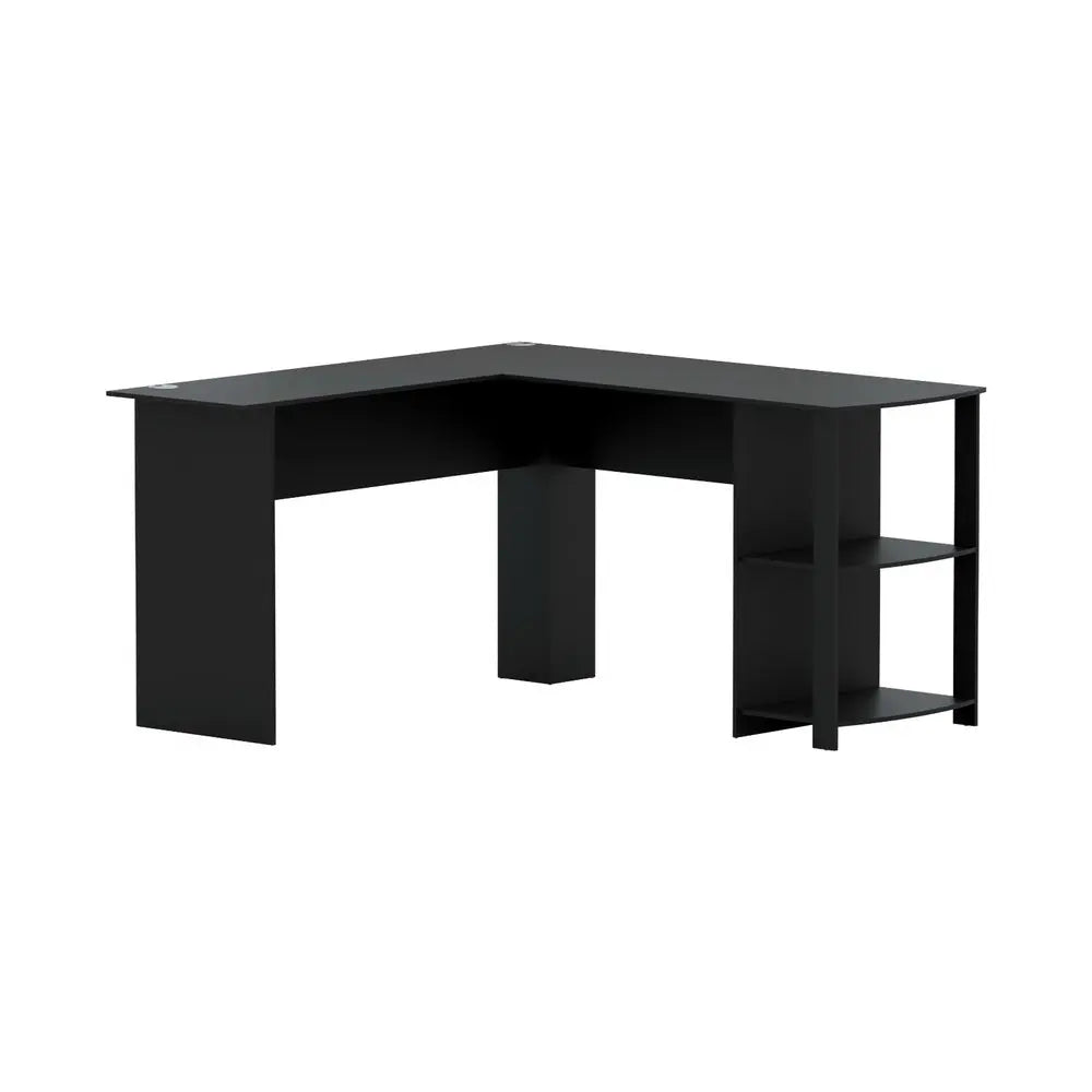 Artiss Computer Desk Shelf L-Shape Black 136CM Chez Guru