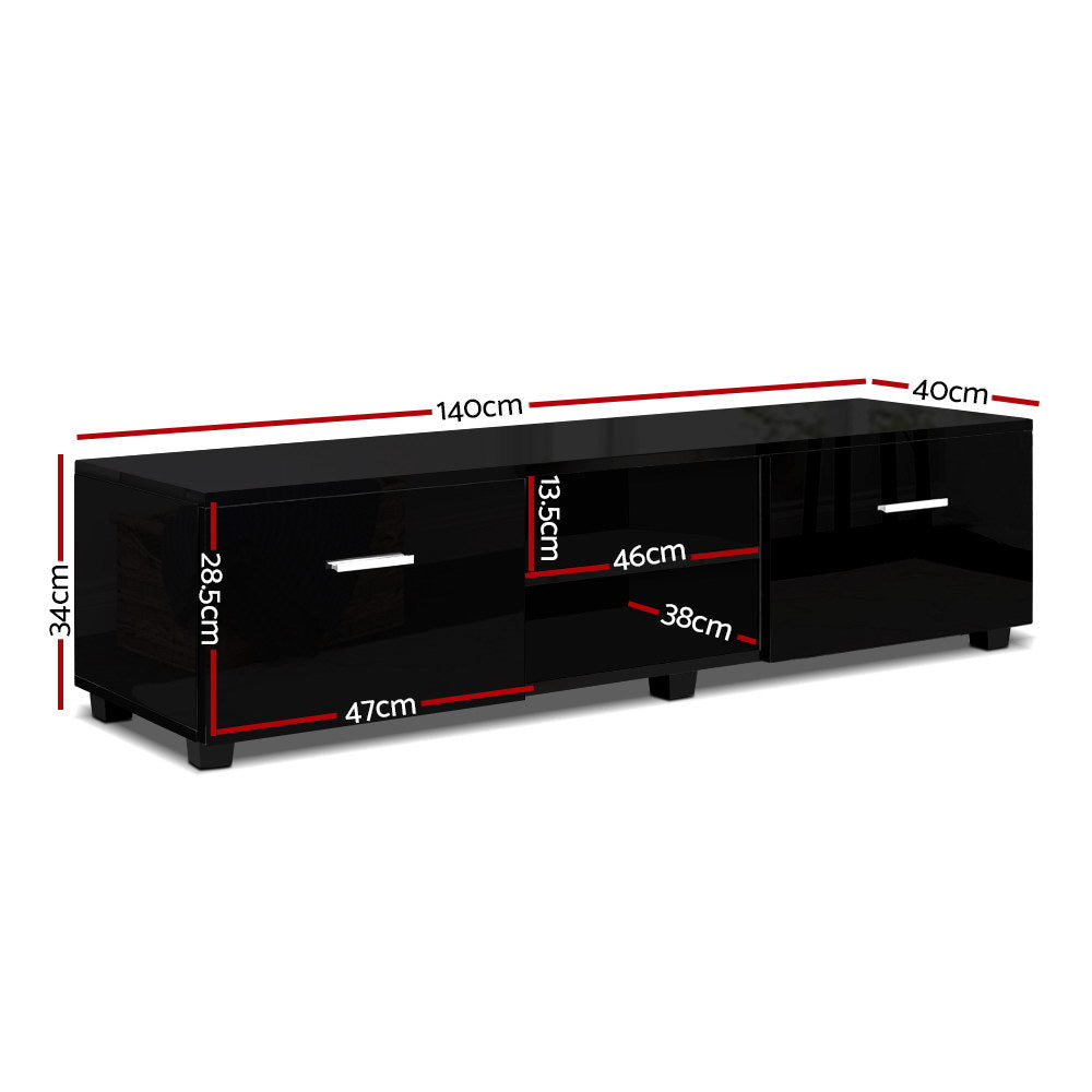 Artiss Entertainment Unit TV Cabinet 140cm Black Jim - Chez Guru