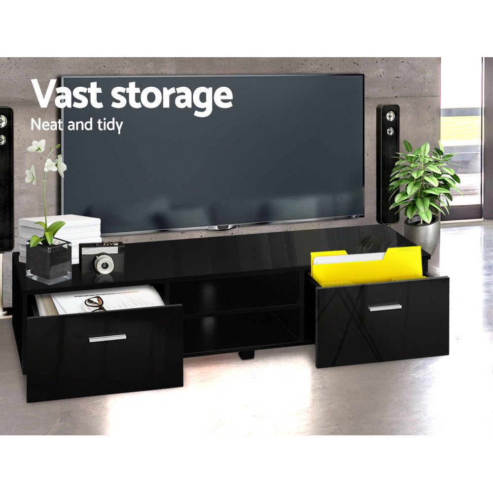 Artiss Entertainment Unit TV Cabinet 140cm Black Jim - Chez Guru