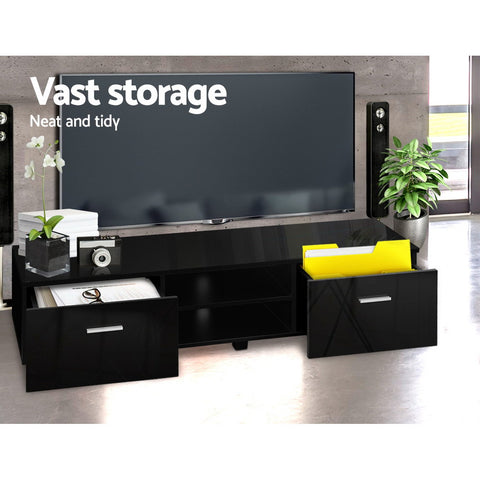 Artiss Entertainment Unit TV Cabinet 140cm Black Jim - Chez Guru