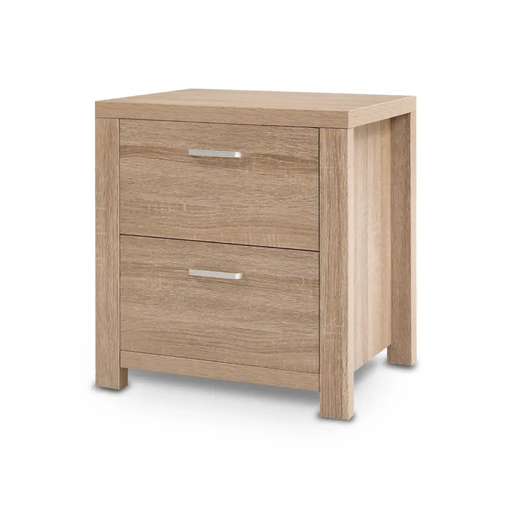Artiss Bedside Table 2 Drawers - MAXI Pine - Chez Guru