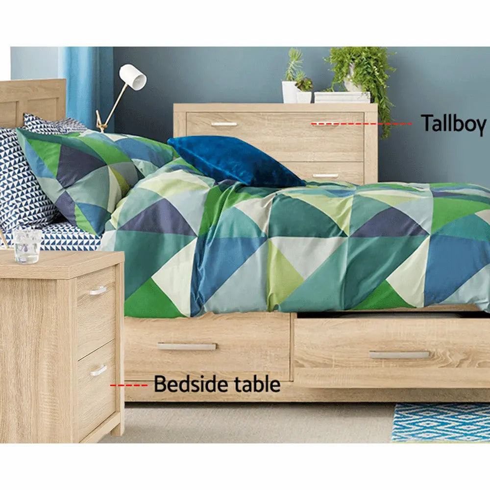 Artiss Bedside Table 2 Drawers - MAXI Pine - Chez Guru