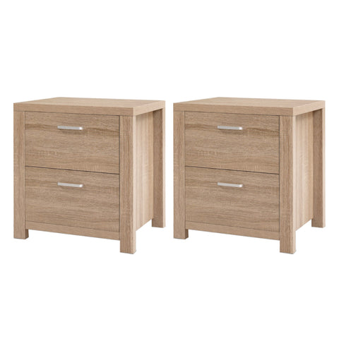 Artiss 2x Bedside Table 2 Drawers - MAXI Pine Chez Guru