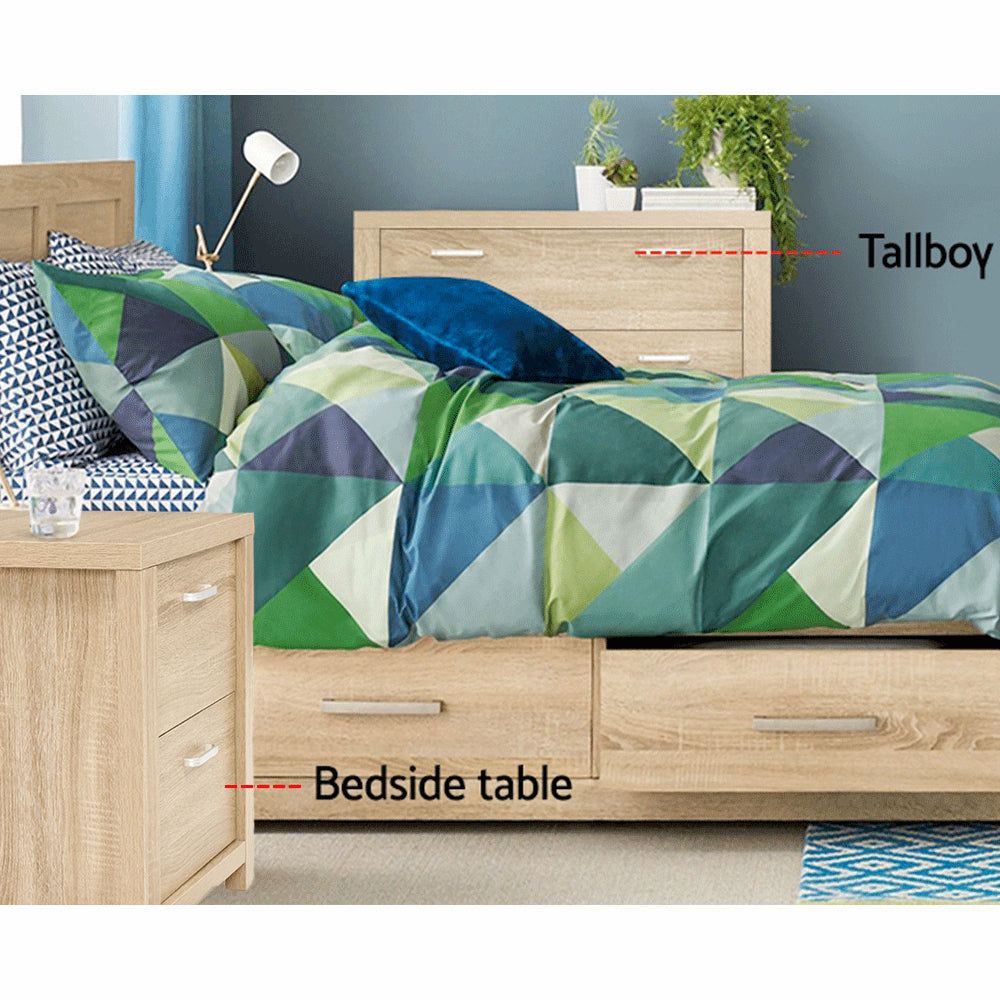 Artiss 2x Bedside Table 2 Drawers - MAXI Pine Chez Guru