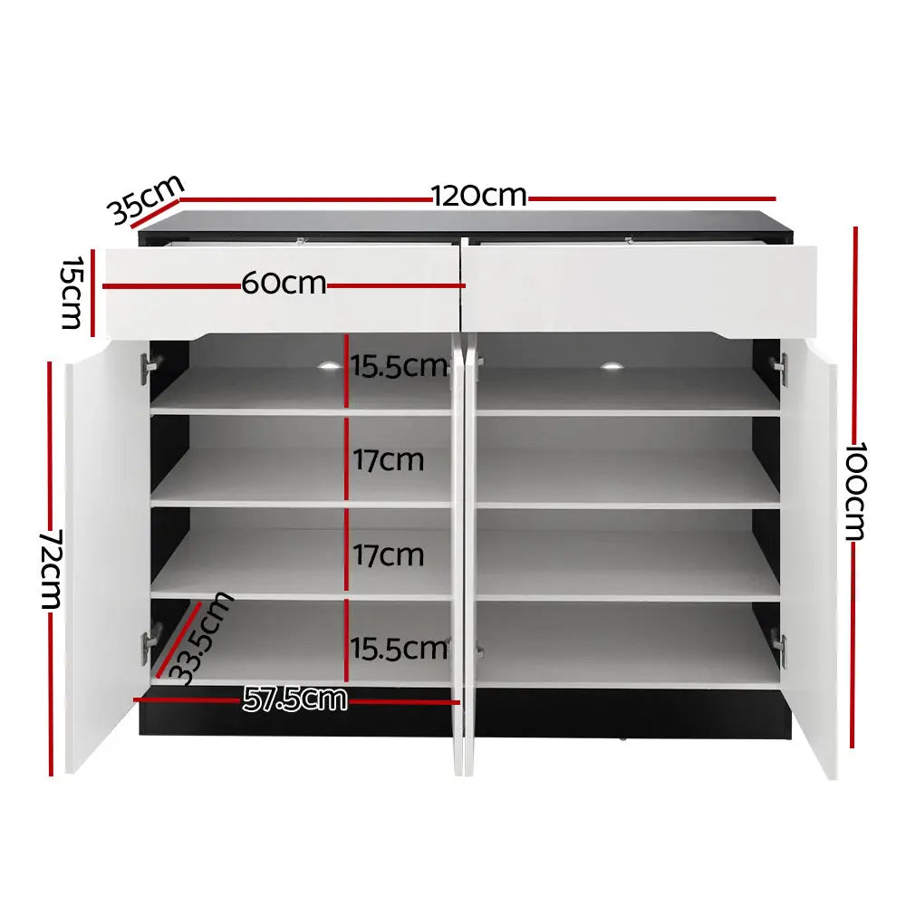 Artiss Shoe Rack Cabinet Storage 120cm w/ Drawer - White Lydia Chez Guru