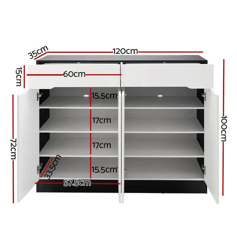 Artiss Shoe Rack Cabinet Storage 120cm w/ Drawer - White Lydia Chez Guru