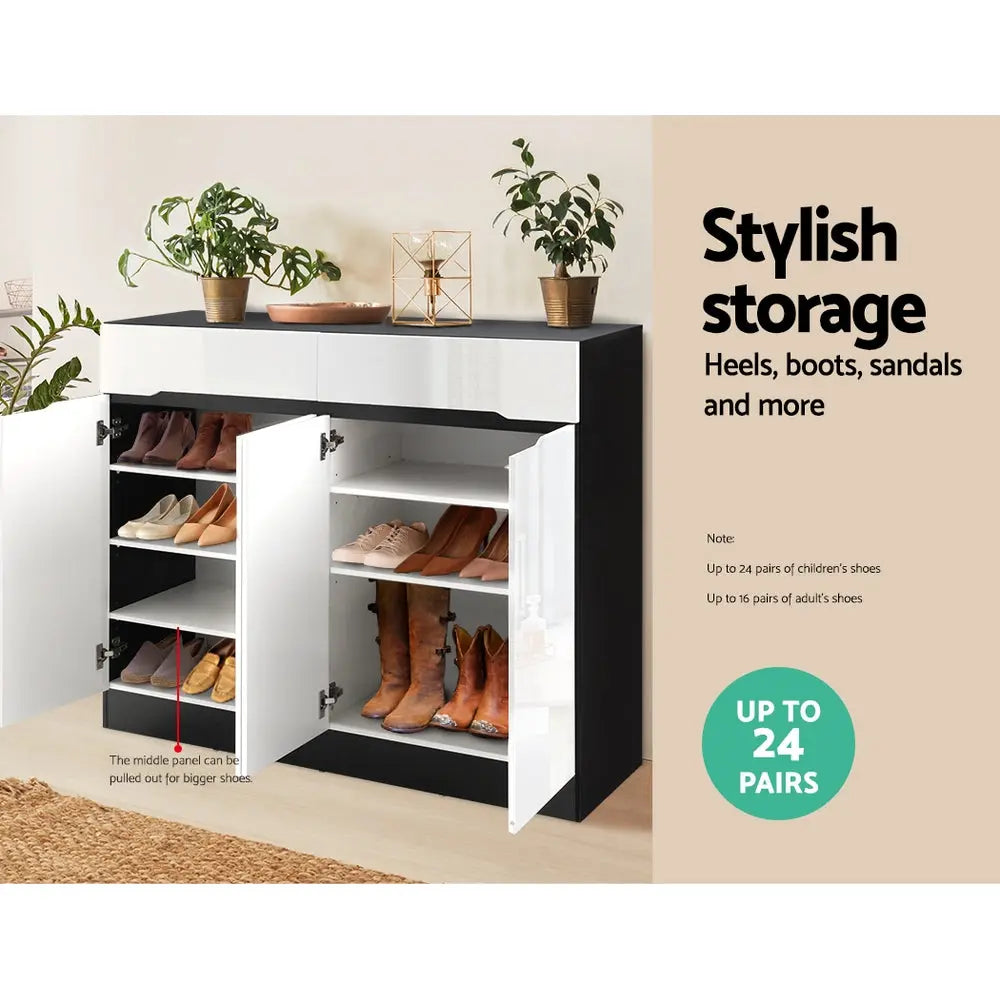 Artiss Shoe Rack Cabinet Storage 120cm w/ Drawer - White Lydia Chez Guru