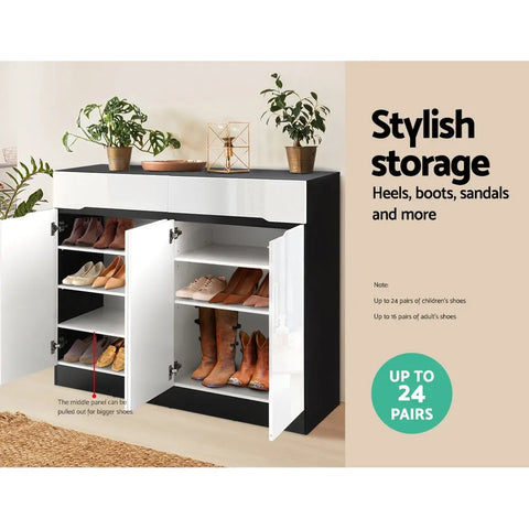 Artiss Shoe Rack Cabinet Storage 120cm w/ Drawer - White Lydia Chez Guru