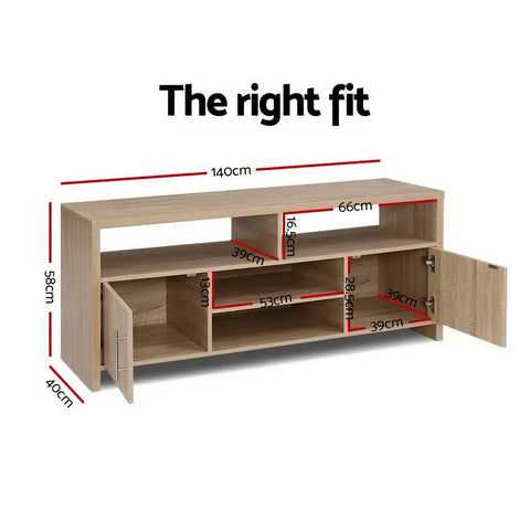 Artiss TV Cabinet Entertainment Unit 140cm Oak Ken - Chez Guru