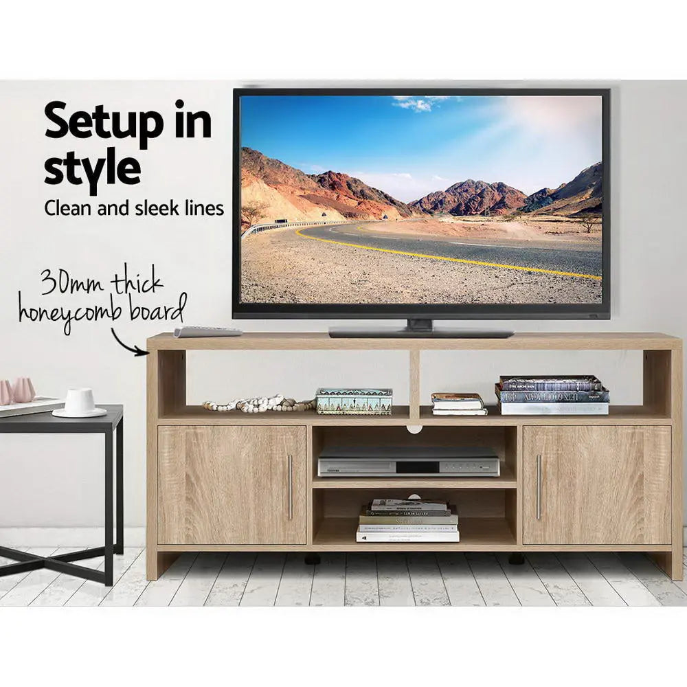 Artiss TV Cabinet Entertainment Unit 140cm Oak Ken - Chez Guru