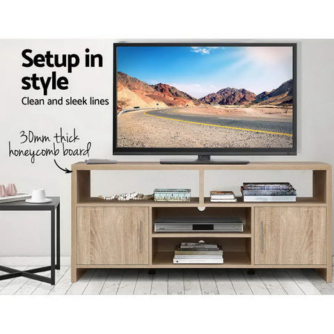 Artiss TV Cabinet Entertainment Unit 140cm Oak Ken - Chez Guru