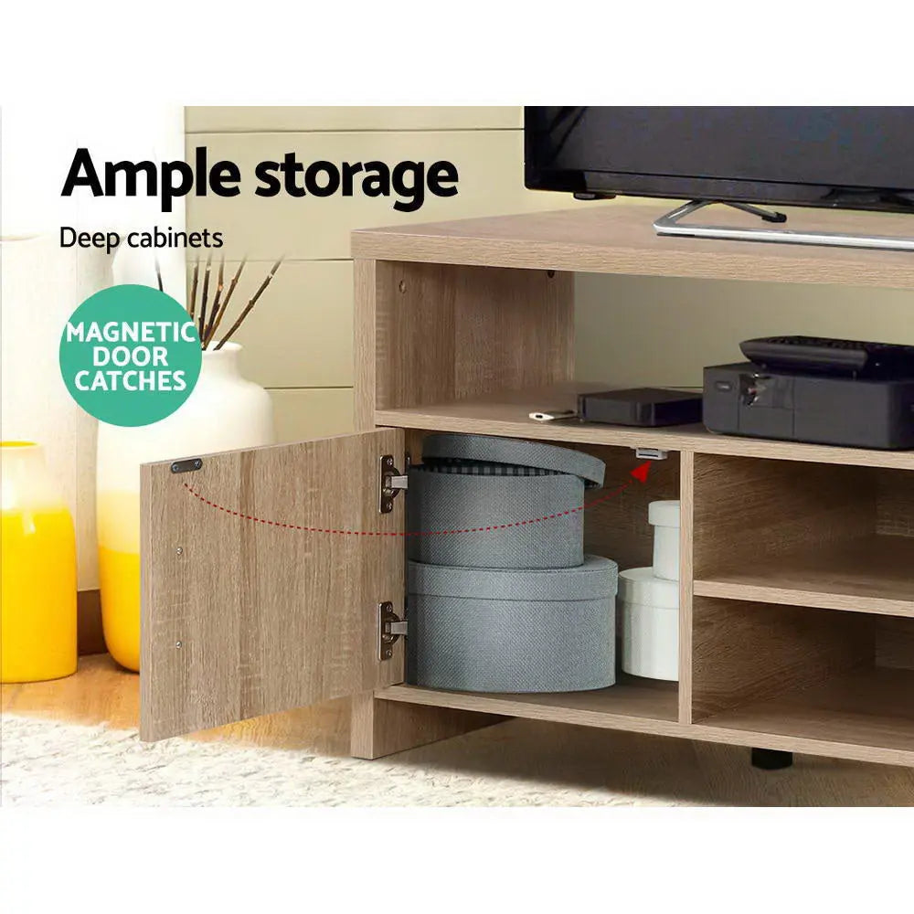 Artiss TV Cabinet Entertainment Unit 140cm Oak Ken - Chez Guru