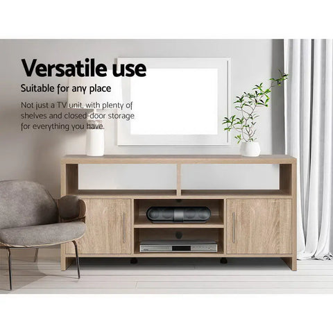 Artiss TV Cabinet Entertainment Unit 140cm Oak Ken - Chez Guru
