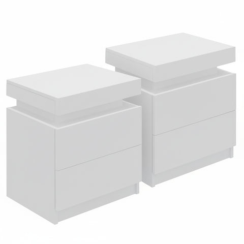 Artiss 2X Bedside Table 2 Drawers Lift-up Storage White