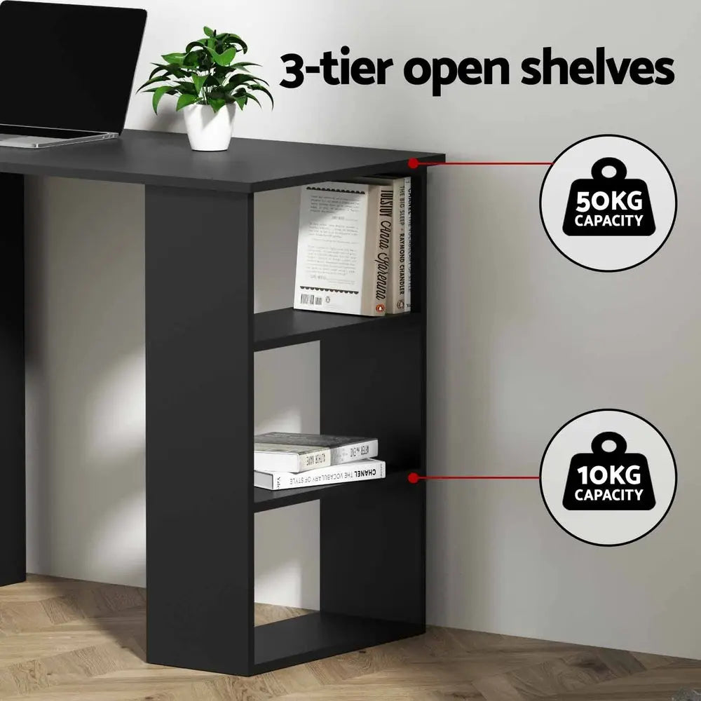 Artiss Computer Desk Drawer Shelf Cabinet Black 120CM Chez Guru