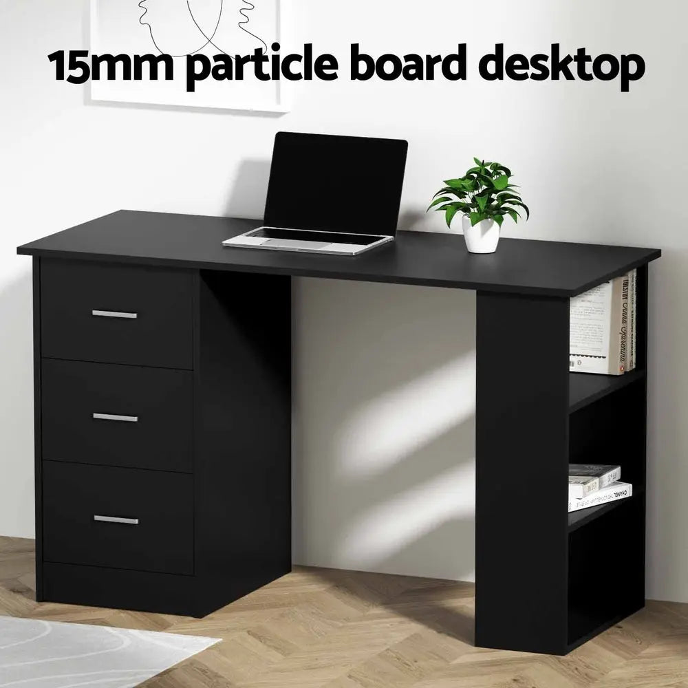 Artiss Computer Desk Drawer Shelf Cabinet Black 120CM Chez Guru