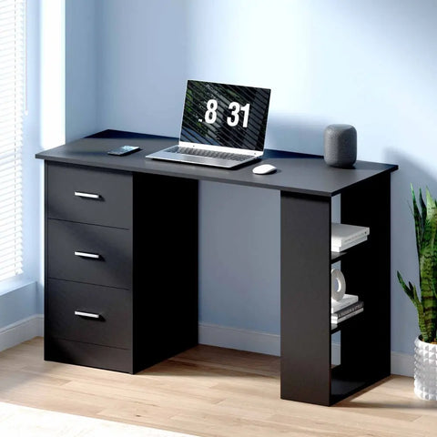 Artiss Computer Desk Drawer Shelf Cabinet Black 120CM Chez Guru