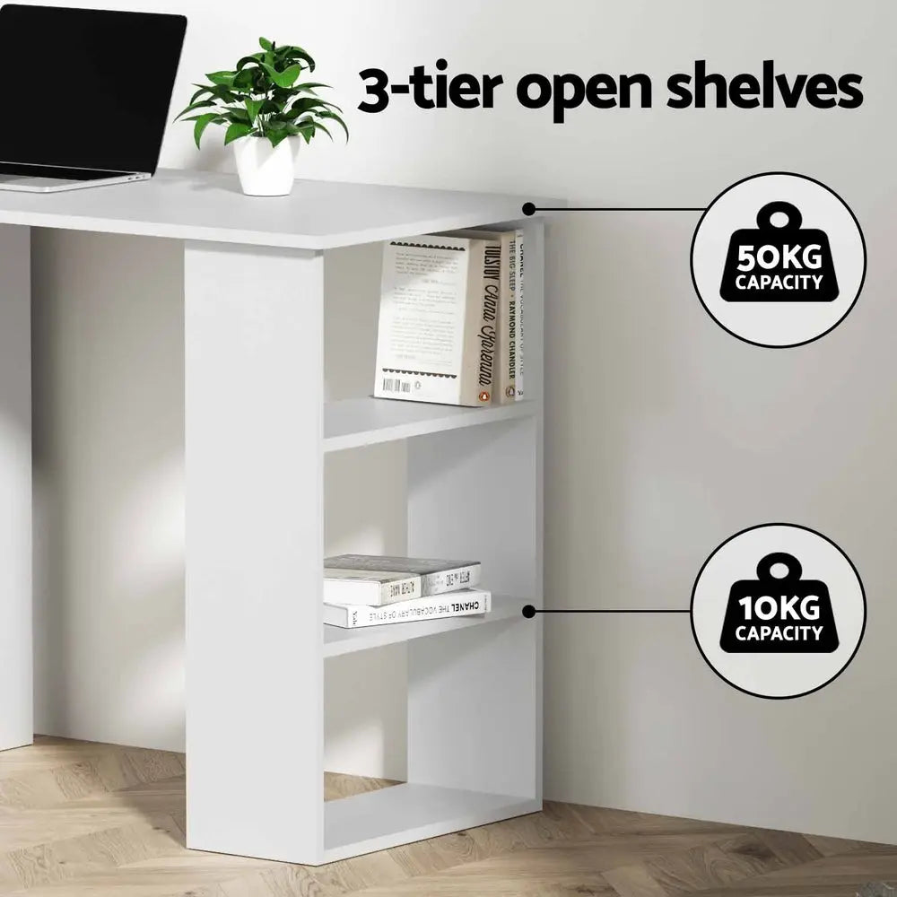 Artiss Computer Desk Drawer Shelf Cabinet White 120CM Chez Guru